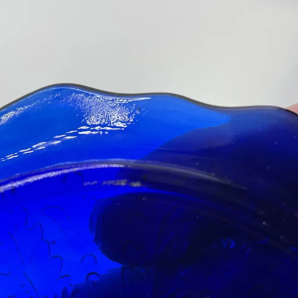 Vintage Cobalt‎ Blue Princess Pattern Depression Glass Candy Dish LID READ